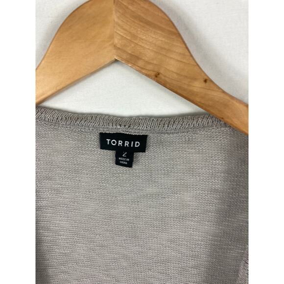 Torrid Pointelle Cardigan Drape Front Sweater Size 2 / 2X - Picture 3 of 7